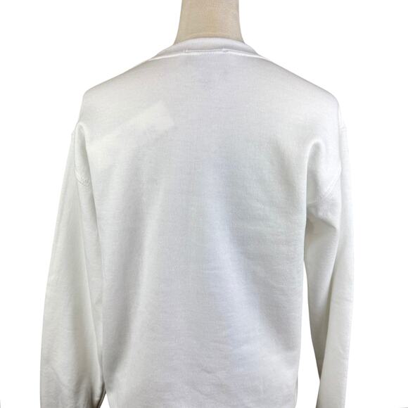 Alla Berman Womens NWT White Multicolor Deja Vu Printed Crewneck Sweatshirt - Picture 10 of 11